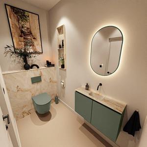 Mondiaz TURE-DLUX 80cm toiletmeubel Army. EDEN wastafel Frappe positie midden. Zonder kraangat. TUREDX80ARMM0FRA