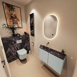 Mondiaz TURE-DLUX 80cm toiletmeubel Greey. EDEN wastafel Lava positie links. Zonder kraangat. TUREDX80GREL0LAV