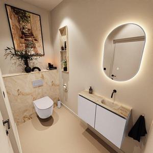 Mondiaz TURE-DLUX 80cm toiletmeubel Cale. EDEN wastafel Frappe positie rechts. Zonder kraangat. TUREDX80CALR0FRA