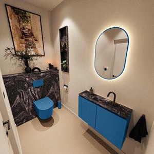 Mondiaz TURE-DLUX 80cm toiletmeubel Jeans. EDEN wastafel Lava positie midden. Met 1 kraangat. TUREDX80JEAM1LAV