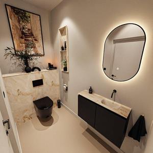 Mondiaz TURE-DLUX 80cm toiletmeubel Urban. EDEN wastafel Frappe positie rechts. Zonder kraangat. TUREDX80URBR0FRA