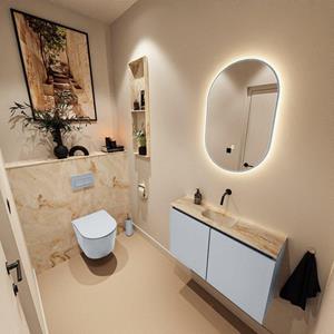 Mondiaz TURE-DLUX 80cm toiletmeubel Clay. EDEN wastafel Frappe positie midden. Zonder kraangat. TUREDX80CLAM0FRA