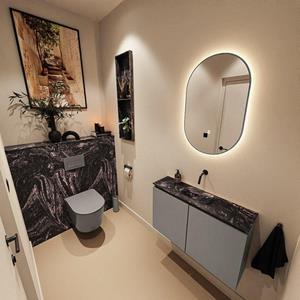 Mondiaz TURE-DLUX 80cm toiletmeubel Smoke. EDEN wastafel Lava positie midden. Zonder kraangat. TUREDX80SMOM0LAV