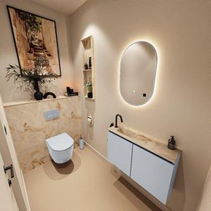 Mondiaz TURE-DLUX 80cm toiletmeubel Clay. EDEN wastafel Frappe positie links. Met 1 kraangat. TUREDX80CLAL1FRA