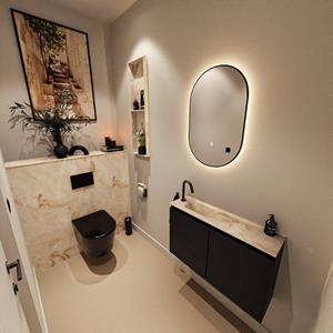 Mondiaz TURE-DLUX 80cm toiletmeubel Urban. EDEN wastafel Frappe positie links. Met 1 kraangat. TUREDX80URBL1FRA