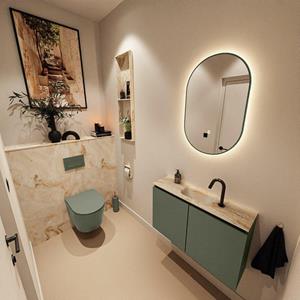 Mondiaz TURE-DLUX 80cm toiletmeubel Army. EDEN wastafel Frappe positie midden. Met 1 kraangat. TUREDX80ARMM1FRA