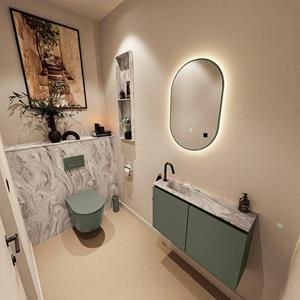Mondiaz TURE-DLUX 80cm toiletmeubel Army. EDEN wastafel Glace positie links. Met 1 kraangat. TUREDX80ARML1GLA