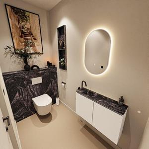 Mondiaz TURE-DLUX 80cm toiletmeubel Talc. EDEN wastafel Lava positie links. Met 1 kraangat. TUREDX80TALL1LAV