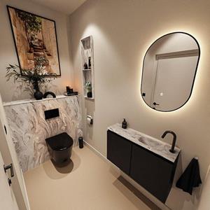Mondiaz TURE-DLUX 80cm toiletmeubel Urban. EDEN wastafel Glace positie rechts. Met 1 kraangat. TUREDX80URBR1GLA