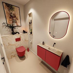 Mondiaz TURE-DLUX 80cm toiletmeubel Fire. EDEN wastafel Frappe positie rechts. Zonder kraangat. TUREDX80FIRR0FRA