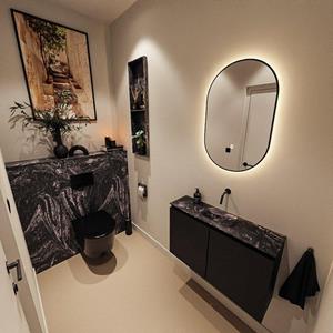 Mondiaz TURE-DLUX 80cm toiletmeubel Urban. EDEN wastafel Lava positie midden. Zonder kraangat. TUREDX80URBM0LAV