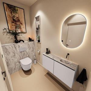 Mondiaz TURE-DLUX 100cm toiletmeubel Cale. EDEN wastafel Glace positie rechts. Zonder kraangat. TUREDX100CALR0GLA