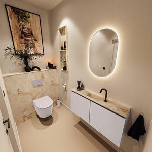 Mondiaz TURE-DLUX 100cm toiletmeubel Cale. EDEN wastafel Frappe positie midden. Met 1 kraangat. TUREDX100CALM1FRA