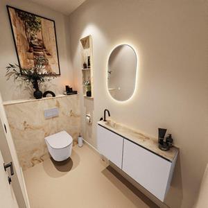 Mondiaz TURE-DLUX 100cm toiletmeubel Cale. EDEN wastafel Frappe positie links. Met 1 kraangat. TUREDX100CALL1FRA