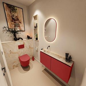 Mondiaz TURE-DLUX 100cm toiletmeubel Fire. EDEN wastafel Frappe positie links. Zonder kraangat. TUREDX100FIRL0FRA