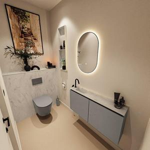 Mondiaz TURE-DLUX Toiletmeubel - 100cm - Smoke - EDEN - wastafel Opalo - positie links - 1 kraangat TUREDX100SMOL1OPA