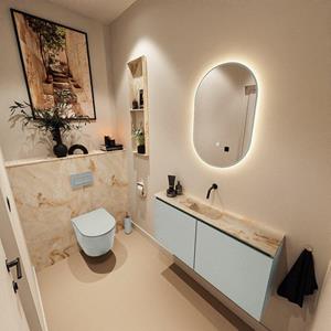 Mondiaz TURE-DLUX 100cm toiletmeubel Greey. EDEN wastafel Frappe positie midden. Zonder kraangat. TUREDX100GREM0FRA