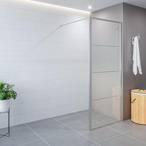 Aqua Vista Saniclass Colorem inloopdouche/zijwand - 90x200cm - 8mm - helder nano coating glas - frame - geborsteld rvs R-MB-2120-90-FFF