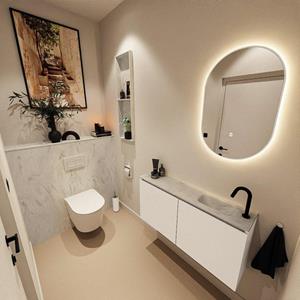 Mondiaz TURE-DLUX 100cm toiletmeubel Talc. EDEN wastafel Opalo positie rechts. Met 1 kraangat. TUREDX100TALR1OPA