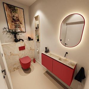 Mondiaz TURE-DLUX 100cm toiletmeubel Fire. EDEN wastafel Frappe positie rechts. Zonder kraangat. TUREDX100FIRR0FRA
