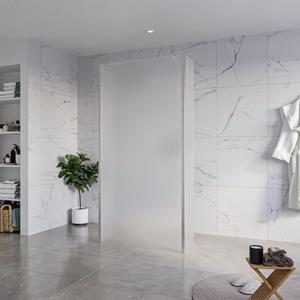 Fortifura Galeria Vrijstaande Inloopdouche - 100x200cm - Glas mat - antikalk - 8mm veiligheidsglas - 2 zijwanden 40cm - wandsteunen en hoekprofielen - Geborsteld RVS PVD (RVS) SW927769 2x/SW797927/SW7