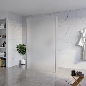 Fortifura Galeria Vrijstaande Inloopdouche - 120x200cm - Glas mat - antikalk - 8mm veiligheidsglas - 2 zijwanden 30cm - wandsteunen en hoekprofielen - Geborsteld RVS PVD (RVS) SW927769 2x/SW797928/SW7