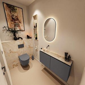 Mondiaz TURE-DLUX 100cm toiletmeubel Dark Grey. EDEN wastafel Frappe positie links. Zonder kraangat. TUREDX100DGRL0FRA