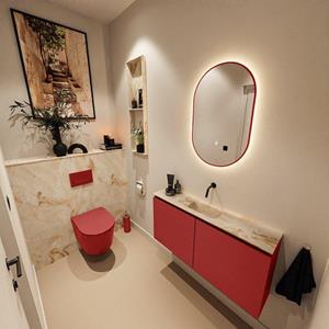 Mondiaz TURE-DLUX 100cm toiletmeubel Fire. EDEN wastafel Frappe positie midden. Zonder kraangat. TUREDX100FIRM0FRA
