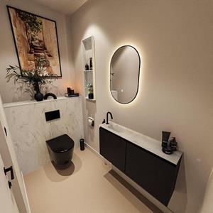 Mondiaz TURE-DLUX 100cm toiletmeubel Urban. EDEN wastafel Opalo positie links. Met 1 kraangat. TUREDX100URBL1OPA