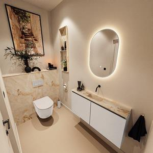Mondiaz TURE-DLUX 100cm toiletmeubel Linen. EDEN wastafel Frappe positie midden. Zonder kraangat. TUREDX100LINM0FRA