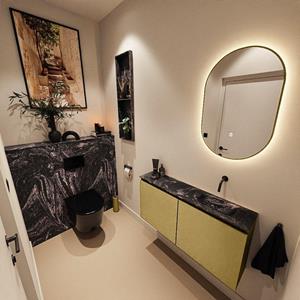 Mondiaz TURE-DLUX 100cm toiletmeubel Oro. EDEN wastafel Lava positie rechts. Zonder kraangat. TUREDX100OROR0LAV