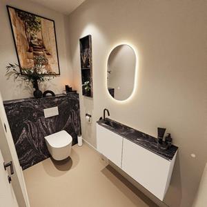 Mondiaz TURE-DLUX 100cm toiletmeubel Talc. EDEN wastafel Lava positie links. Met 1 kraangat. TUREDX100TALL1LAV