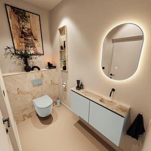 Mondiaz TURE-DLUX 100cm toiletmeubel Greey. EDEN wastafel Frappe positie rechts. Zonder kraangat. TUREDX100GRER0FRA