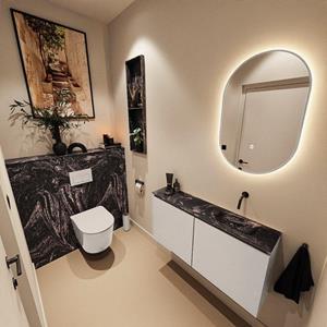 Mondiaz TURE-DLUX 100cm toiletmeubel Linen. EDEN wastafel Lava positie rechts. Zonder kraangat. TUREDX100LINR0LAV