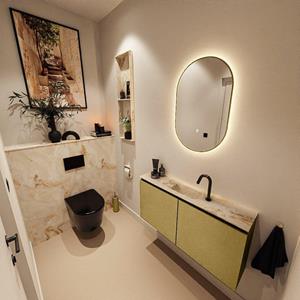 Mondiaz TURE-DLUX 100cm toiletmeubel Oro. EDEN wastafel Frappe positie midden. Met 1 kraangat. TUREDX100OROM1FRA