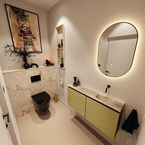 Mondiaz TURE-DLUX 100cm toiletmeubel Oro. EDEN wastafel Frappe positie rechts. Zonder kraangat. TUREDX100OROR0FRA