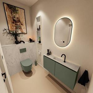 Mondiaz TURE-DLUX 100cm toiletmeubel Army. EDEN wastafel Opalo positie midden. Met 1 kraangat. TUREDX100ARMM1OPA