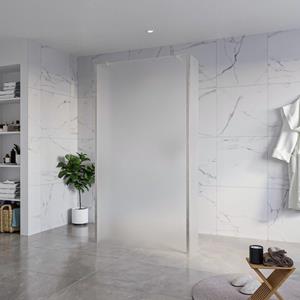 Fortifura Galeria Vrijstaande Inloopdouche - 110x200cm - Glas mat - antikalk - 8mm veiligheidsglas - 2 zijwanden 40cm - wandsteunen en hoekprofielen - Geborsteld RVS PVD (RVS) SW927769 2x/SW915251/SW7