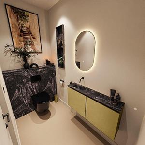 Mondiaz TURE-DLUX 100cm toiletmeubel Oro. EDEN wastafel Lava positie links. Zonder kraangat. TUREDX100OROL0LAV