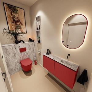 Mondiaz TURE-DLUX 100cm toiletmeubel Fire. EDEN wastafel Glace positie rechts. Zonder kraangat. TUREDX100FIRR0GLA