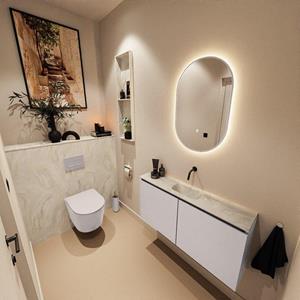 Mondiaz TURE-DLUX 100cm toiletmeubel Cale. EDEN wastafel Ostra positie midden. Zonder kraangat. TUREDX100CALM0OST