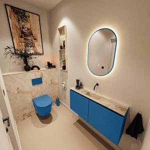 Mondiaz TURE-DLUX 100cm toiletmeubel Jeans. EDEN wastafel Frappe positie midden. Zonder kraangat. TUREDX100JEAM0FRA