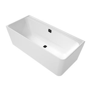 Villeroy & Boch Collaro half vrijstaand hoekbad 180x80cm rechthoek hoek links overloop mat zwart Acryl Glans Wit uba180cor9cl00vn01