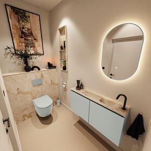 Mondiaz TURE-DLUX 100cm toiletmeubel Greey. EDEN wastafel Frappe positie rechts. Met 1 kraangat. TUREDX100GRER1FRA