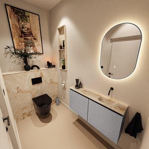 Mondiaz TURE-DLUX 100cm toiletmeubel Plata. EDEN wastafel Frappe positie rechts. Zonder kraangat. TUREDX100PLAR0FRA