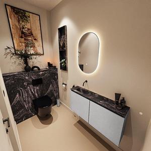 Mondiaz TURE-DLUX 100cm toiletmeubel Plata. EDEN wastafel Lava positie links. Zonder kraangat. TUREDX100PLAL0LAV