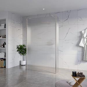 Fortifura Galeria Vrijstaande Inloopdouche - 120x200cm - Helder geribbeld - antikalk - 8mm veiligheidsglas - 2 zijwanden 30cm - wandsteunen en hoekprofielen - Geborsteld RVS PVD (RVS) SW927769 2x/SW79