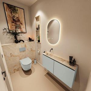 Mondiaz TURE-DLUX 100cm toiletmeubel Greey. EDEN wastafel Frappe positie links. Zonder kraangat. TUREDX100GREL0FRA