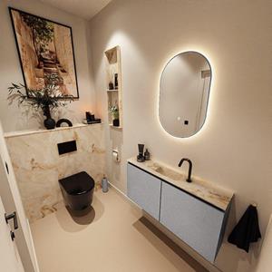 Mondiaz TURE-DLUX 100cm toiletmeubel Plata. EDEN wastafel Frappe positie midden. Met 1 kraangat. TUREDX100PLAM1FRA
