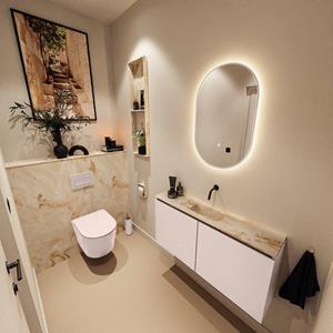 Mondiaz TURE-DLUX 100cm toiletmeubel Rosee. EDEN wastafel Frappe positie midden. Zonder kraangat. TUREDX100ROSM0FRA